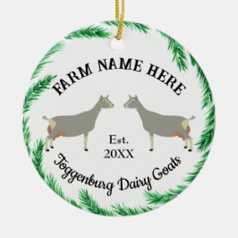 Adorno De Cerámica Personalized Toggenburg Dairy Goat Pine Wreath
