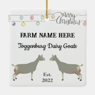 Adorno De Cerámica Personalized Toggenburg Dairy Goat White Christmas