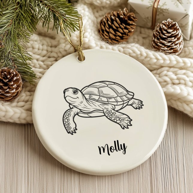 Adorno De Cerámica Personalized Turtle Christmas (Subido por el creador)