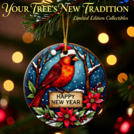 Adorno De Cerámica Personalized Two-Sided Cardinal Ornament