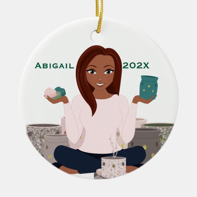 Adorno De Cerámica Personalized Wax Warmer Woman Ceramic Ornament (Frente)