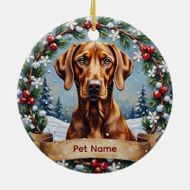 Adorno De Cerámica Personalized Weimaraner Christmas (Atrás)
