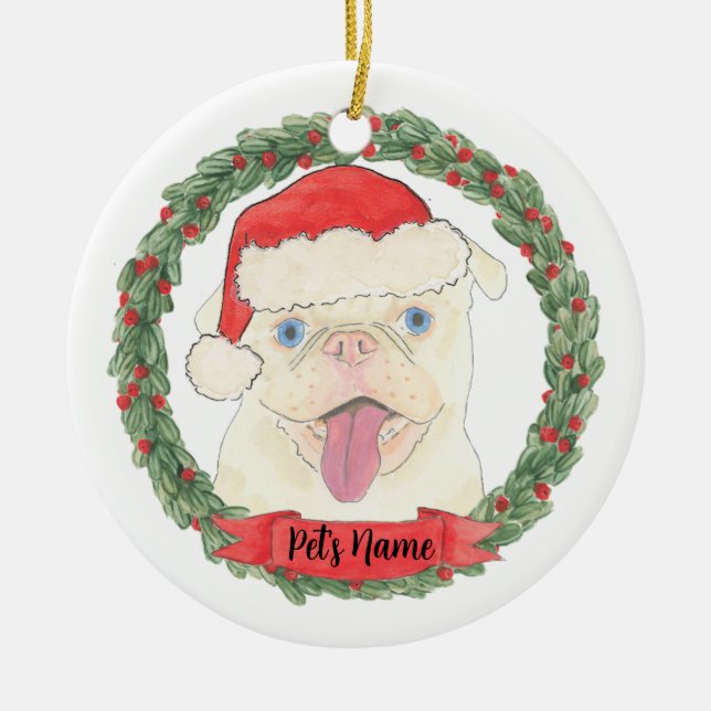 Adorno De Cerámica Personalized White Pug (Frente)