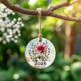 Adorno De Cerámica Personalized Wildflower Art Keepsake Ornament