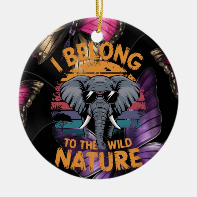 Adorno De Cerámica Pertenezco al elefante natural salvaje con vidrio  (Frente)