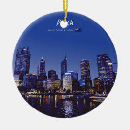 Adorno De Cerámica Perth, Australia - Horizonte de la ciudad de noche