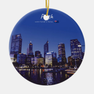 Adorno De Cerámica Perth, Australia - Horizonte de la ciudad de noche