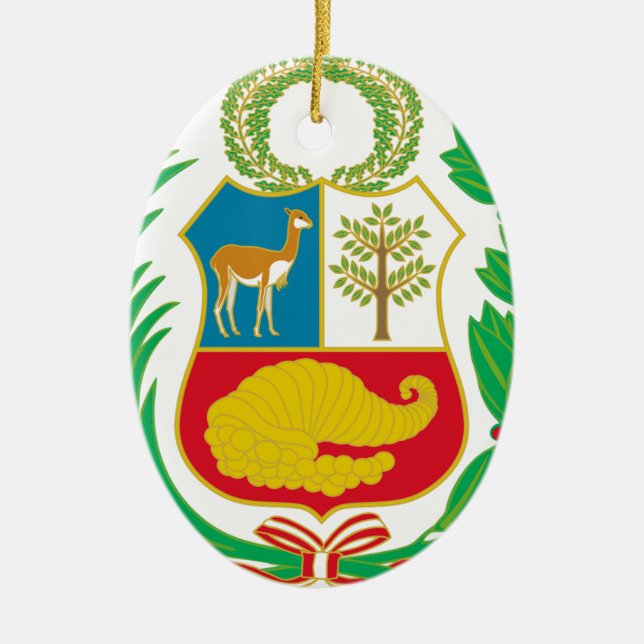 Adorno De Cerámica Perú - escudo Nacional (emblema nacional) (Frente)
