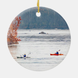 Adorno De Cerámica Pesca de Kayak