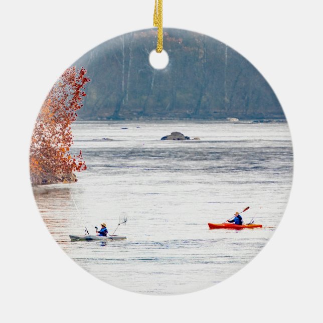 Adorno De Cerámica Pesca de Kayak (Atrás)