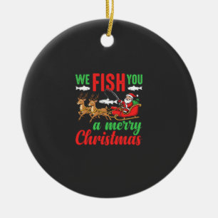 Adorno De Cerámica Pesca de Navidad Feliz Pez Te