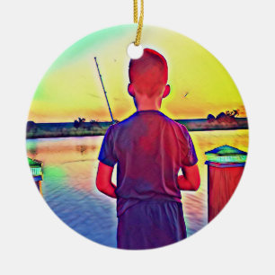 Adorno De Cerámica Pesca de niños