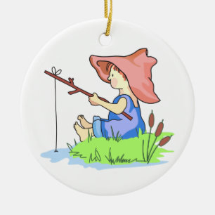 Adorno De Cerámica Pesca de niños