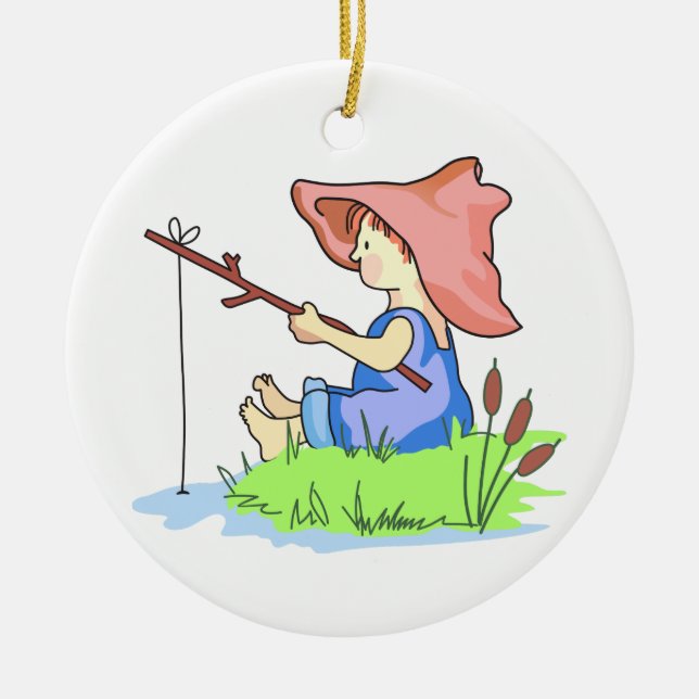 Adorno De Cerámica Pesca de niños (Frente)
