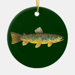 Adorno De Cerámica Pesca de trucha marrón