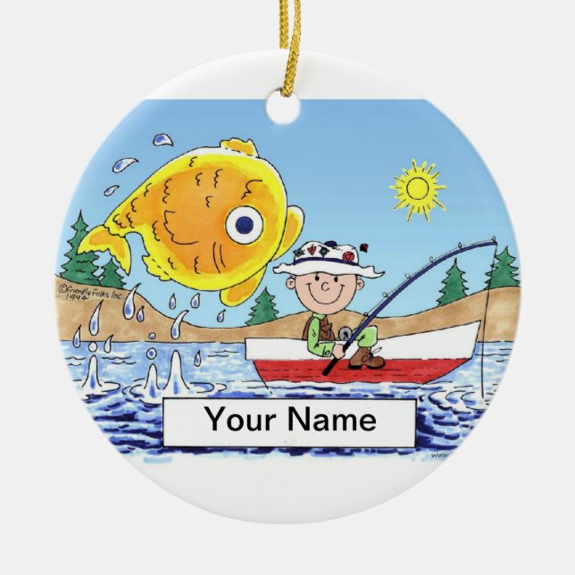 Adorno De Cerámica Pesca - Hombre (Frente)