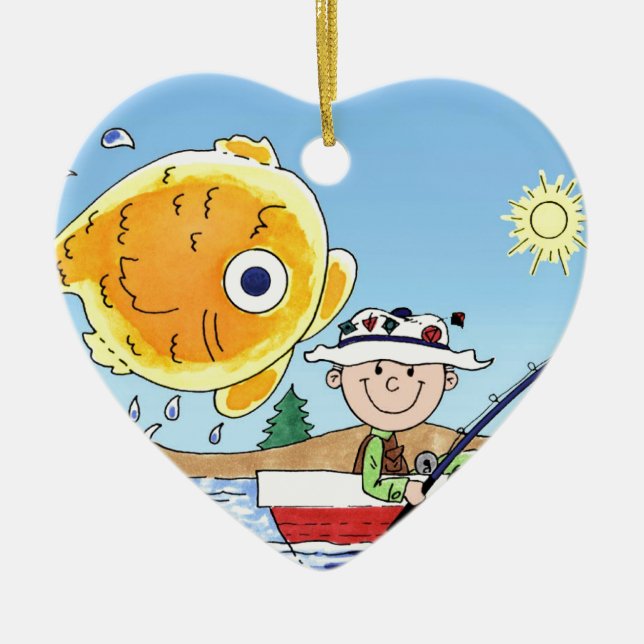 Adorno De Cerámica Pesca, pescador - Personalizado personalizado (Frente)