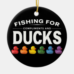 Adorno De Cerámica Pesca por elogios y patos - Rubbe humorístico