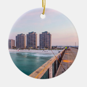 Adorno De Cerámica Pesca temprana en la playa Navarra de Florida