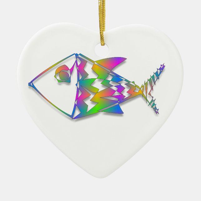 Adorno De Cerámica Pescado abstracto (Frente)