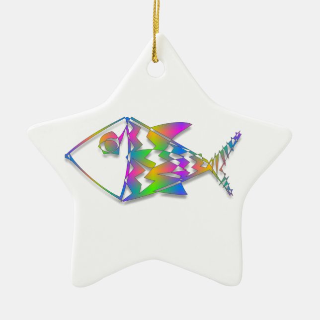 Adorno De Cerámica Pescado abstracto (Frente)