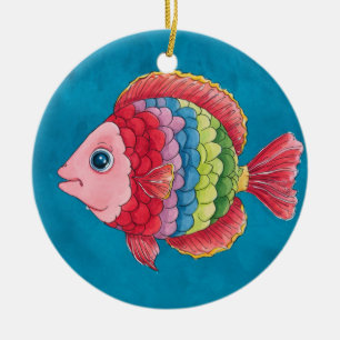 Adorno De Cerámica Pescado colorido