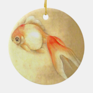 Adorno De Cerámica Pescado de oro japonés apacible