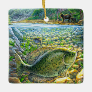 Adorno De Cerámica Pescado del río Montaña