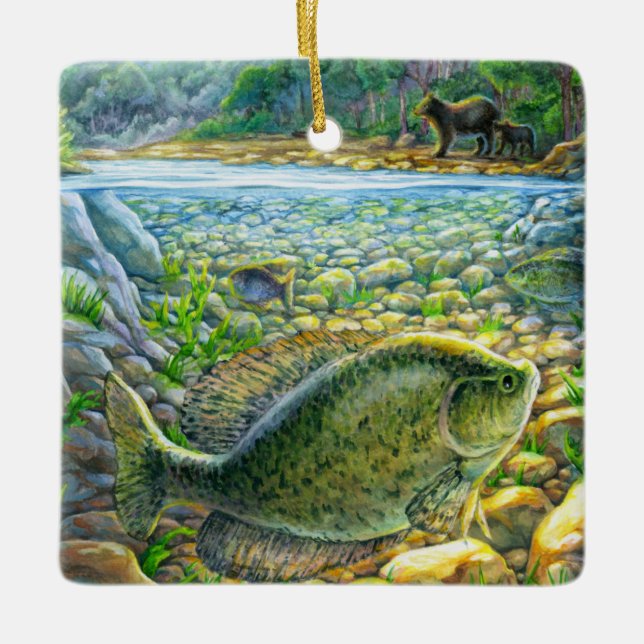 Adorno De Cerámica Pescado del río Montaña (Anverso)