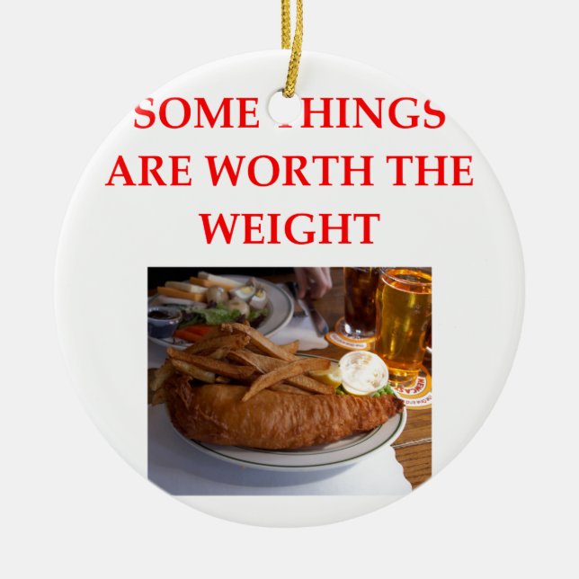 Adorno De Cerámica pescado frito con patatas fritas (Frente)