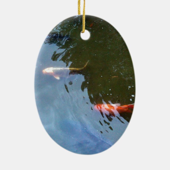 Adorno De Cerámica Pescado, Koi Carps en estanque (Atrás)