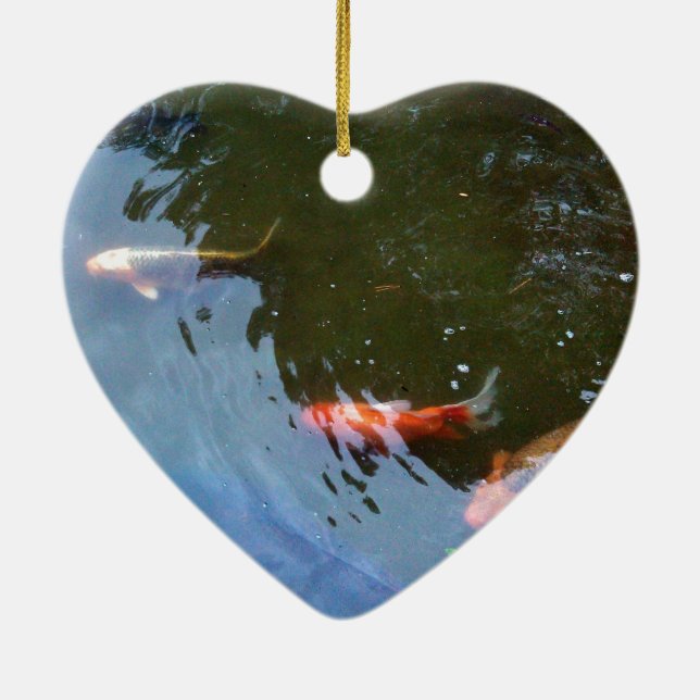 Adorno De Cerámica Pescado, Koi Carps en estanque (Atrás)
