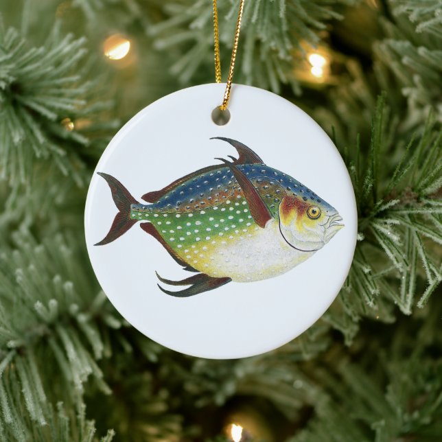 Adorno De Cerámica Pescado Opah Tropical, Animal Acuático Marino Vint (Árbol)