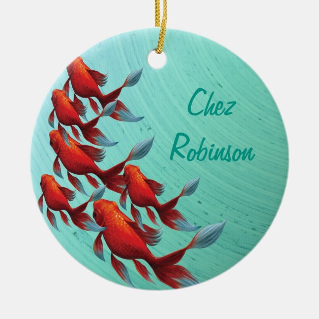 Adorno De Cerámica Pescado oriental japonés Koi (Frente)