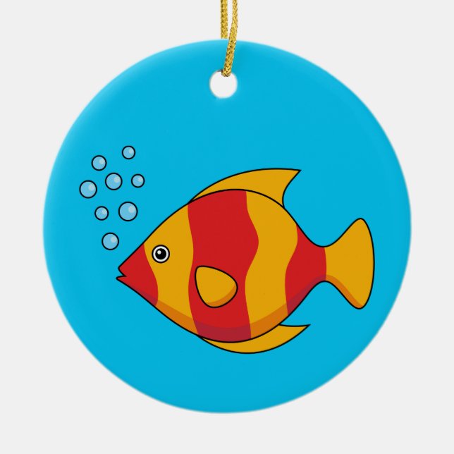 Adorno De Cerámica Pescado tropical Naranja rojo (Frente)