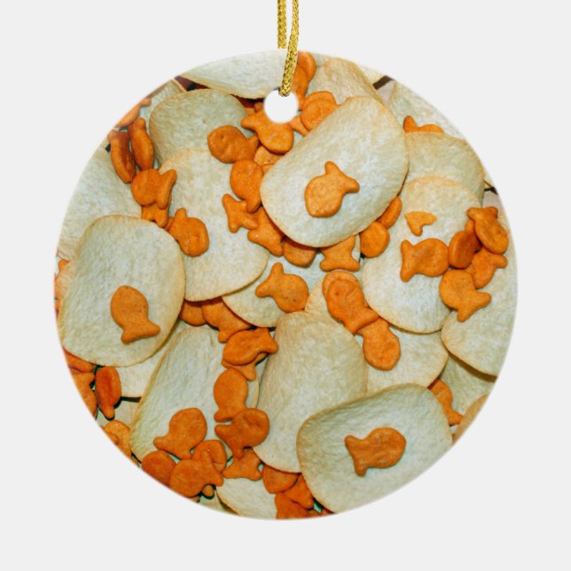 Adorno De Cerámica Pescado Y Chips (Frente)