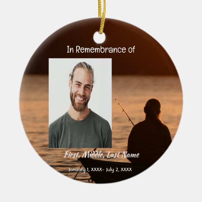 Adorno De Cerámica Pescador de bolsillos conmemorativos (Frente)