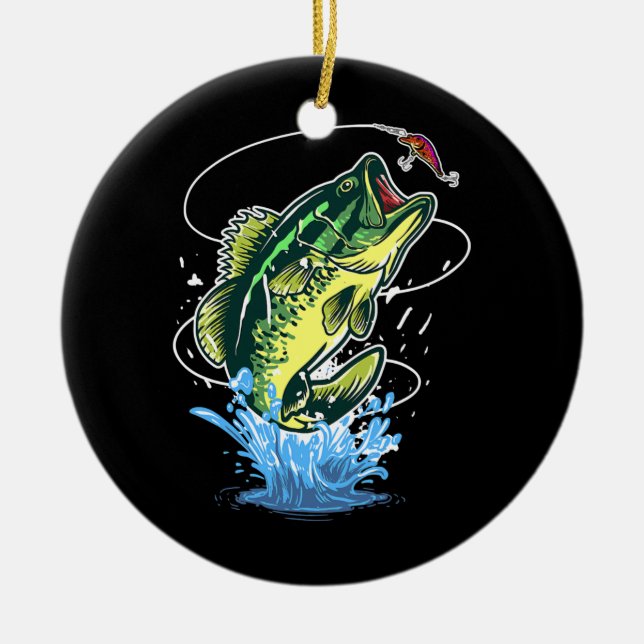 Adorno De Cerámica Pescador de la pesca de bajura Lures (Frente)