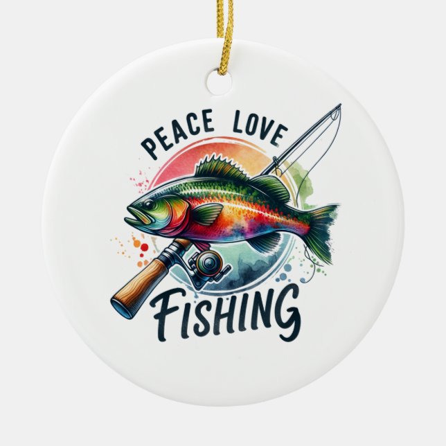 Adorno De Cerámica Pescador Regalo Paz Pesca (Frente)