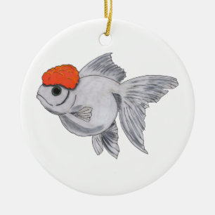 Adorno De Cerámica Pescados blancos y anaranjados del mascota del