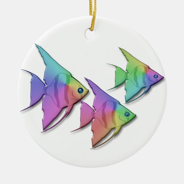 Adorno De Cerámica Pescados del ángel del arco iris (Frente)
