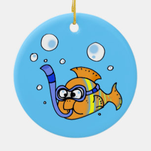 Adorno De Cerámica pescados tropicales del dibujo animado