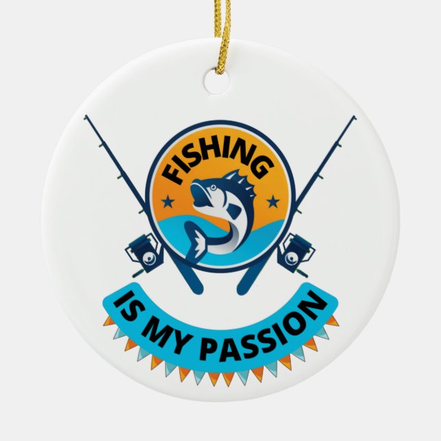 Adorno De Cerámica Pescar es mi pasión, vayamos a pescar camiseta (Frente)