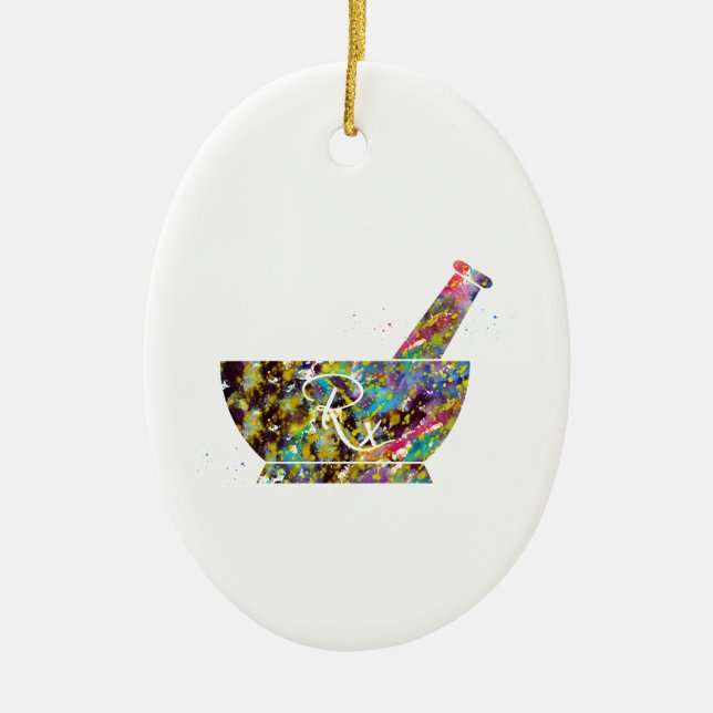 Adorno De Cerámica Pestle y Mortero Farmacéuticos (Frente)