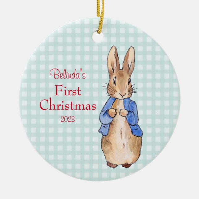 Adorno De Cerámica Peter the Rabbit personaliza la primera Navidad (Frente)