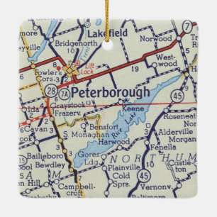 Adorno De Cerámica Peterborough ON Vintage Map