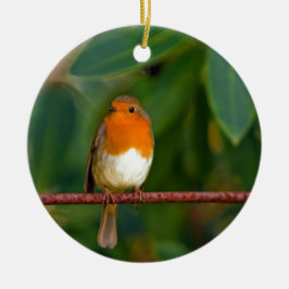 Adorno De Cerámica Petirrojo de Navidad