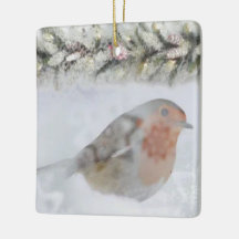 Petirrojo Pájaro de Navidad de Invierno Nevado 
