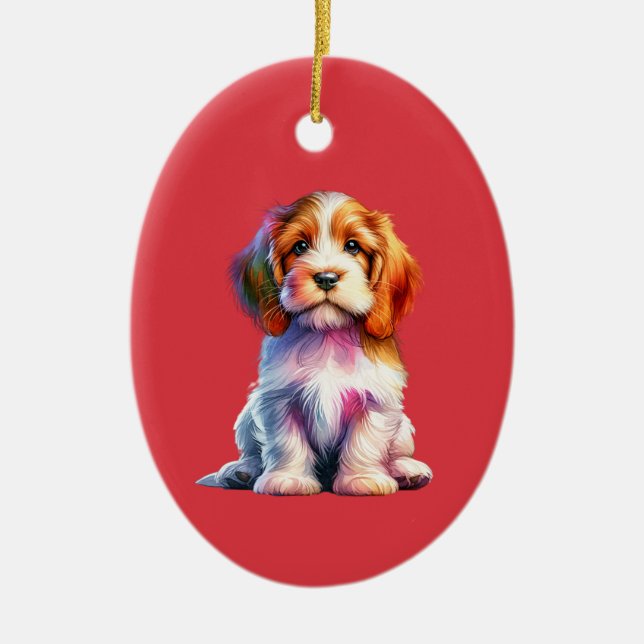 Adorno De Cerámica Petit Basset Griffon Vendeen Dog (Frente)