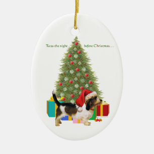 Adorno De Cerámica Petit Basset Griffon Vendeen Navidad